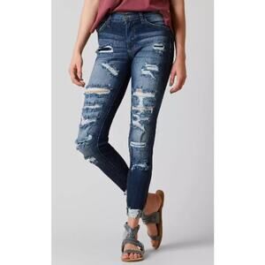 KanCan Women's Distressed Ankle Skinny Jeans Size 25 Stretch Mid Rise Destroyed